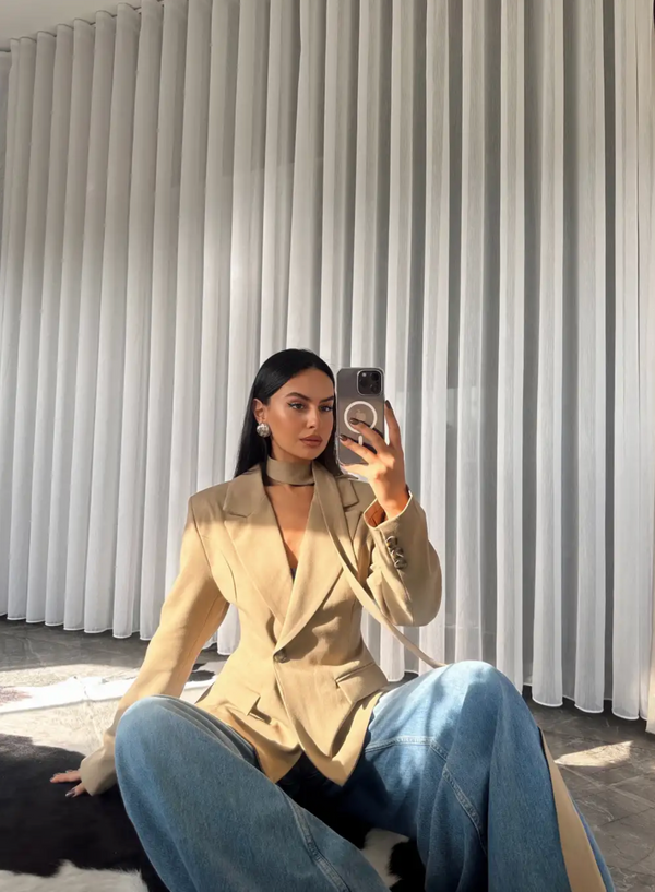 PREMIUM BLEJZER SA TRAKOM CAMEL