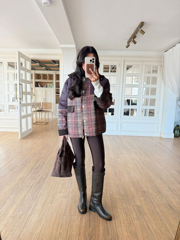 Winter Check Parka Jacket Bordo Braon