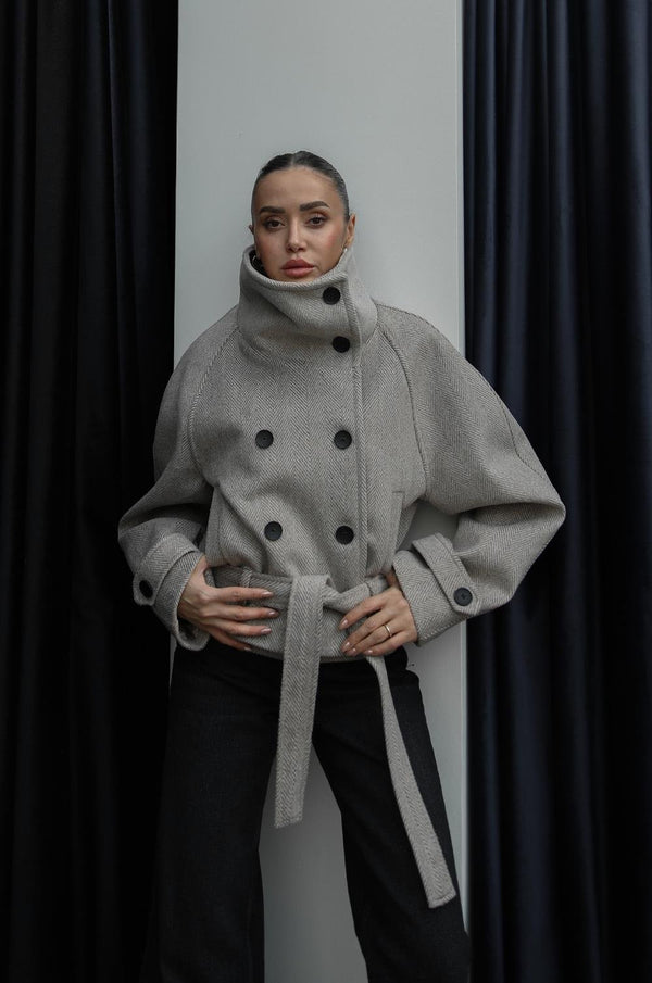 BEIGE WOOL SHORT COAT