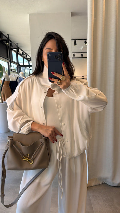 Tencel Relaxed Set: Premium komplet (Jakna & Pantalone) – Ivory White