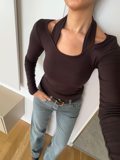 VISKOZNA BASIC BLUZA MAJICA BRAON