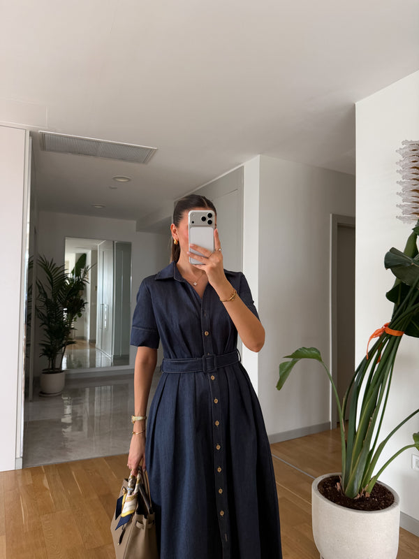 DENIM SHIRT DRESS WITH BELT - DVE BOJE