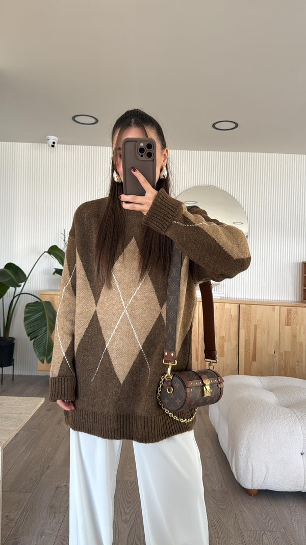 ROMBOIDINI DŽEMPER BROWN