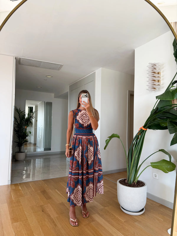 Premium Riviera Paisley Midi Haljina