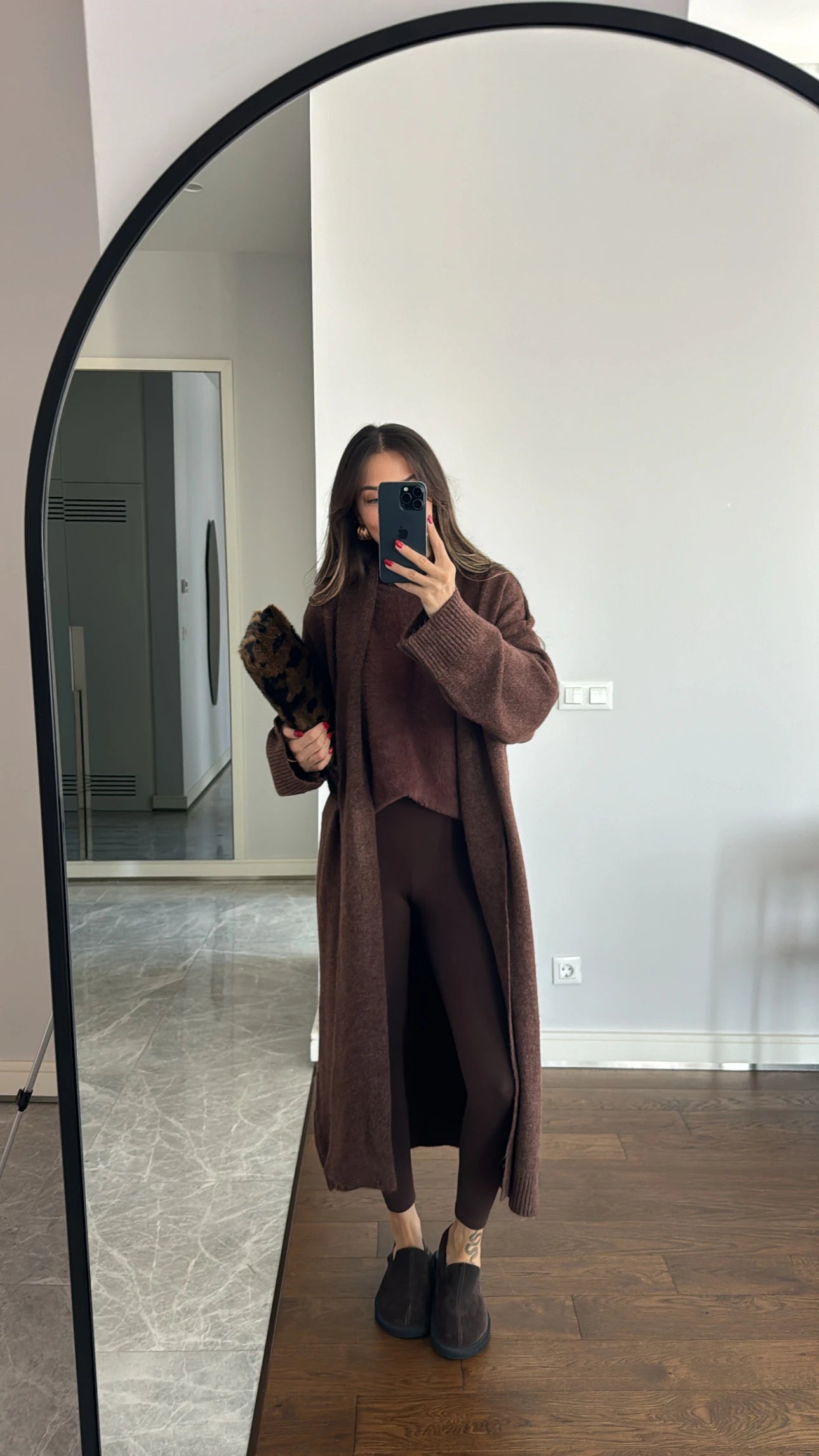 Mocha Long Knit Cardigan