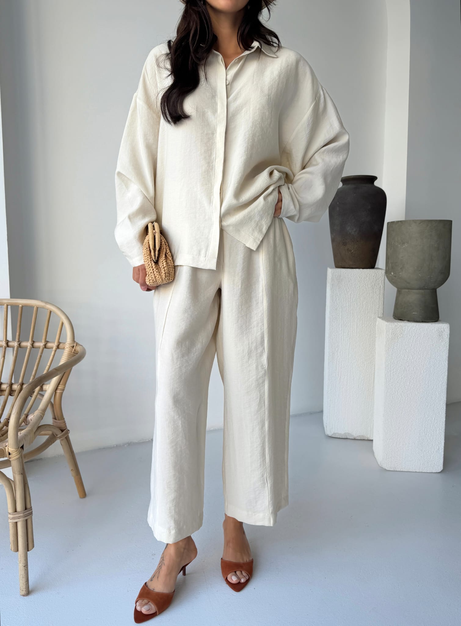 Tencel Utility Set / Košulja & Pantalone sa Prošivima - više boja