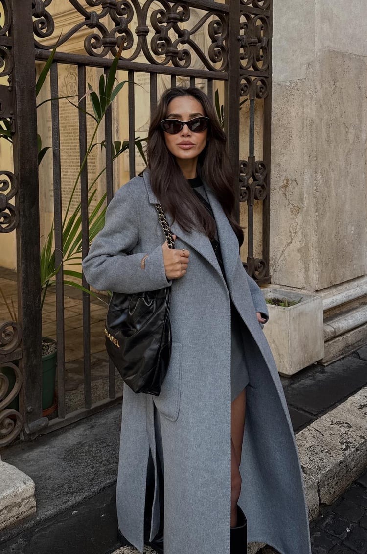 Luxe 100% Wool Coat Grey