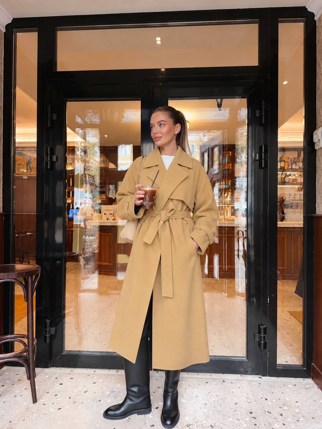 MAXI WOOL BELTED COAT – CAMEL