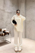 RIBBED KNIT LOUNGE SET - BEIGE