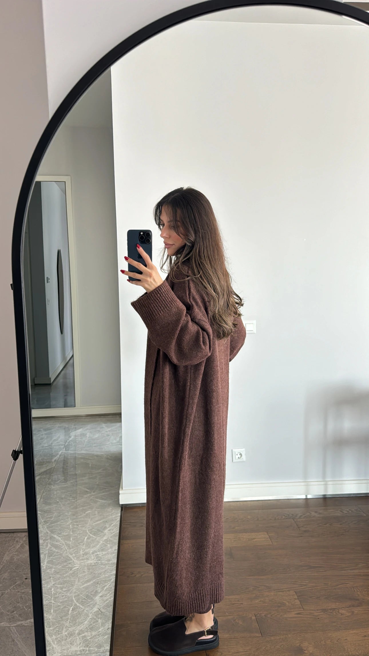Mocha Long Knit Cardigan