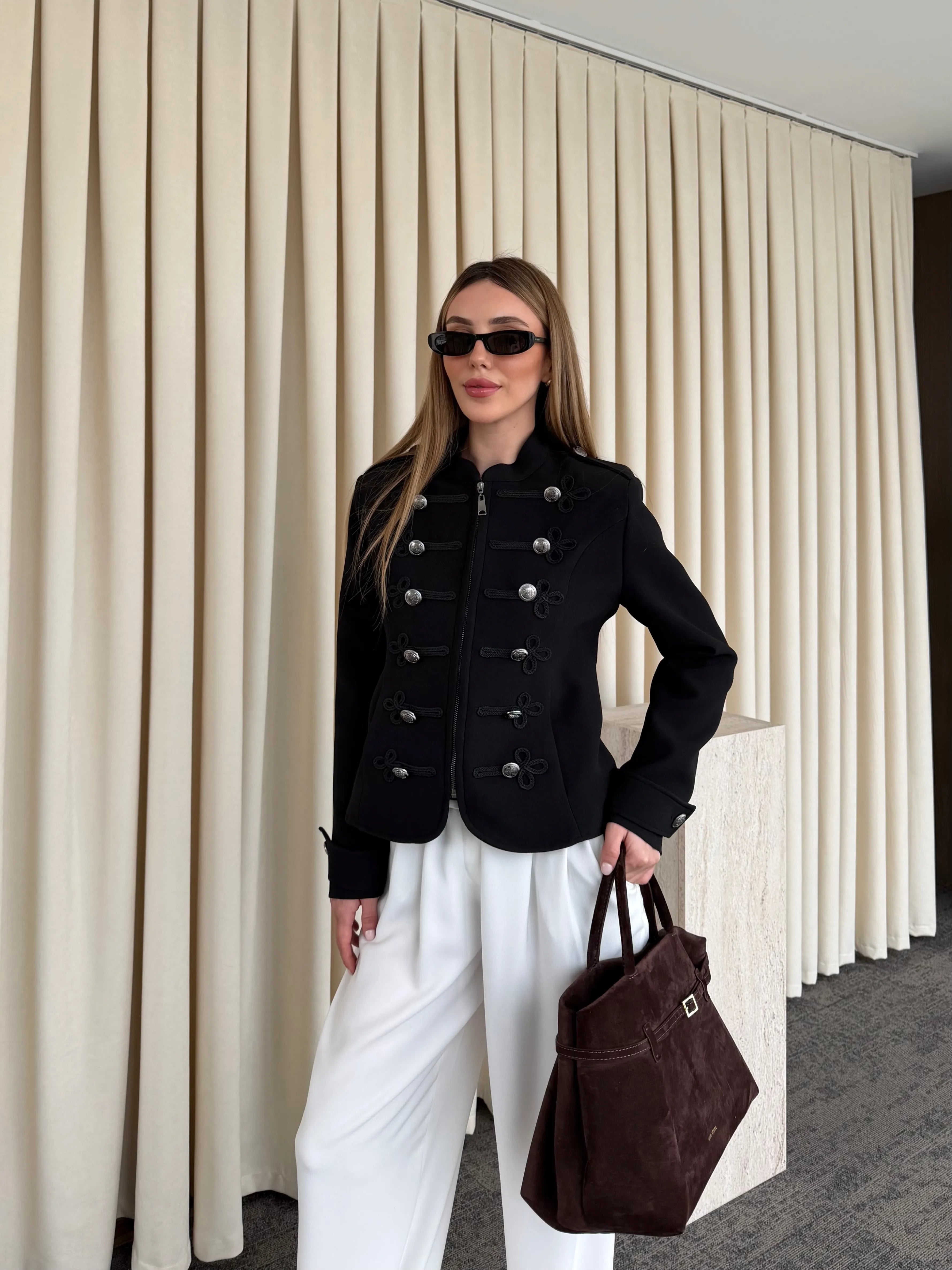 Black Military Officer Jacket