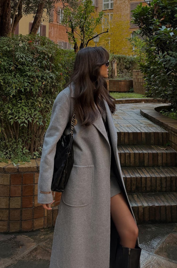 Luxe 100% Wool Coat Grey