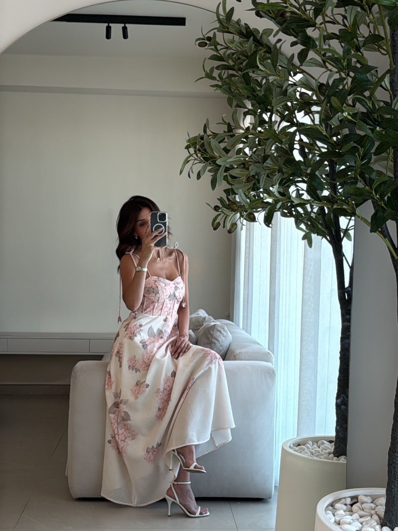 Floral Bustier Dress - Rose Ecru Edition