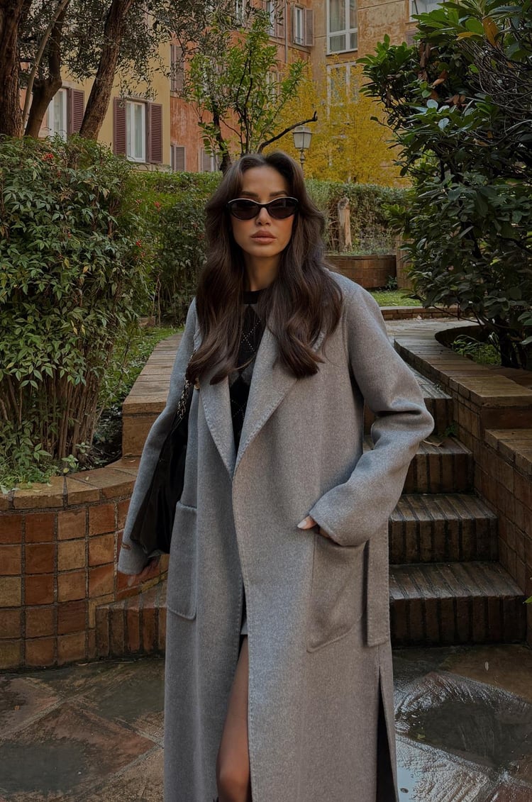 Luxe 100% Wool Coat Grey