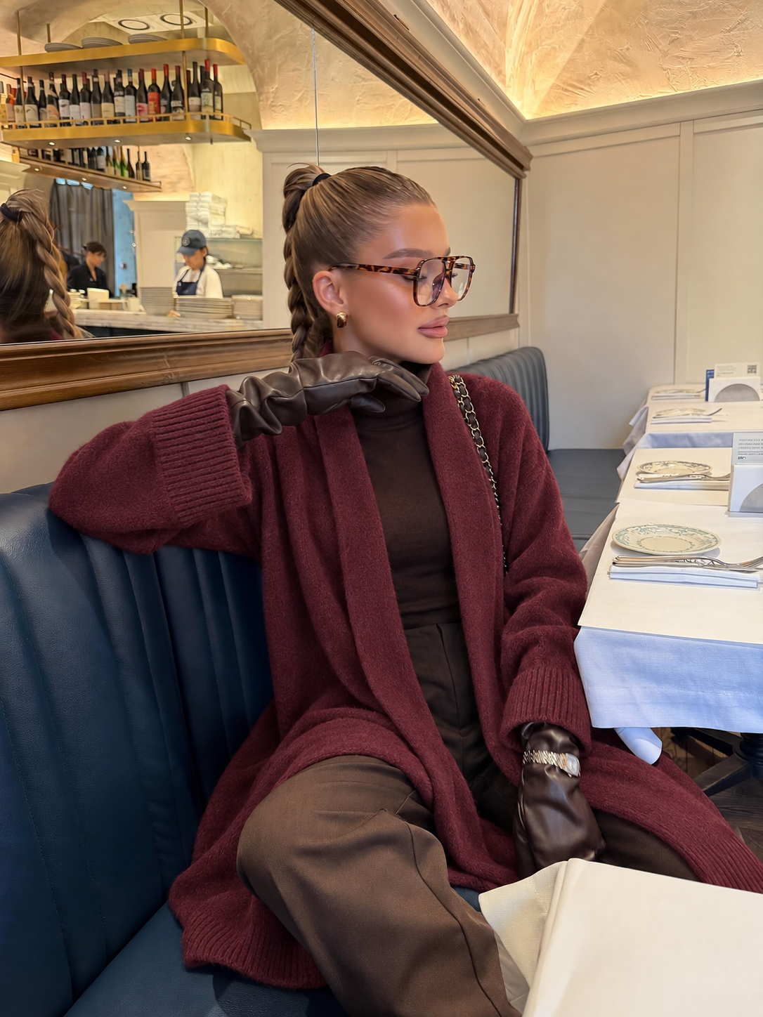Bordeaux Long Knit Cardigan