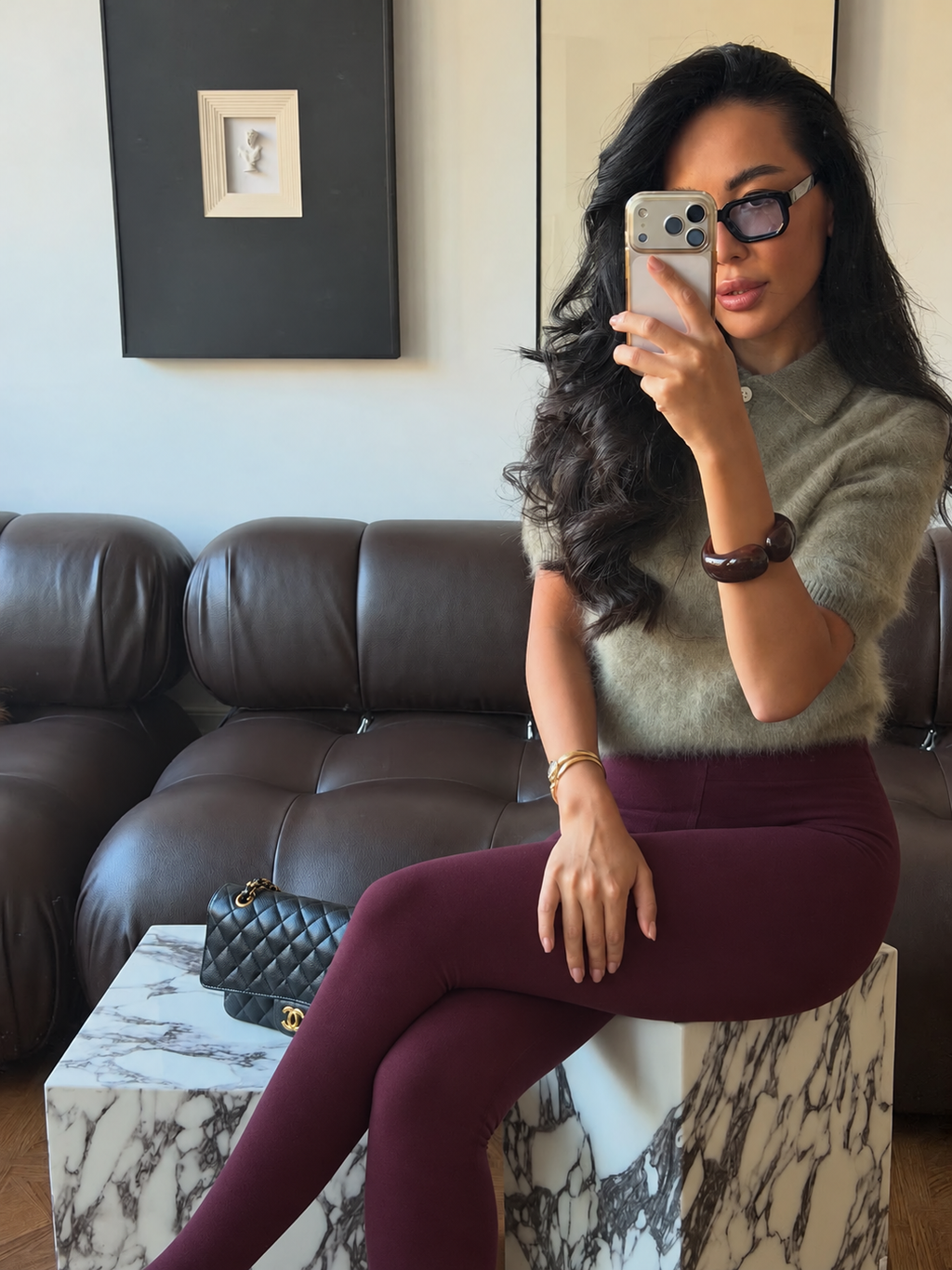 Stirrup Leggings od modala - bordo boja