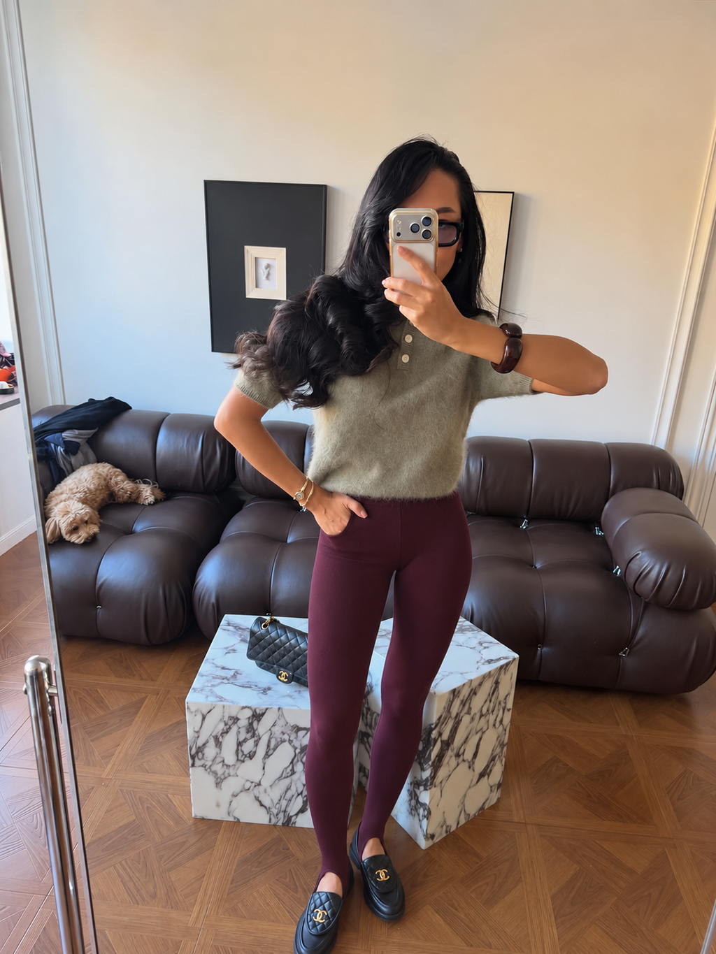Stirrup Leggings od modala - bordo boja
