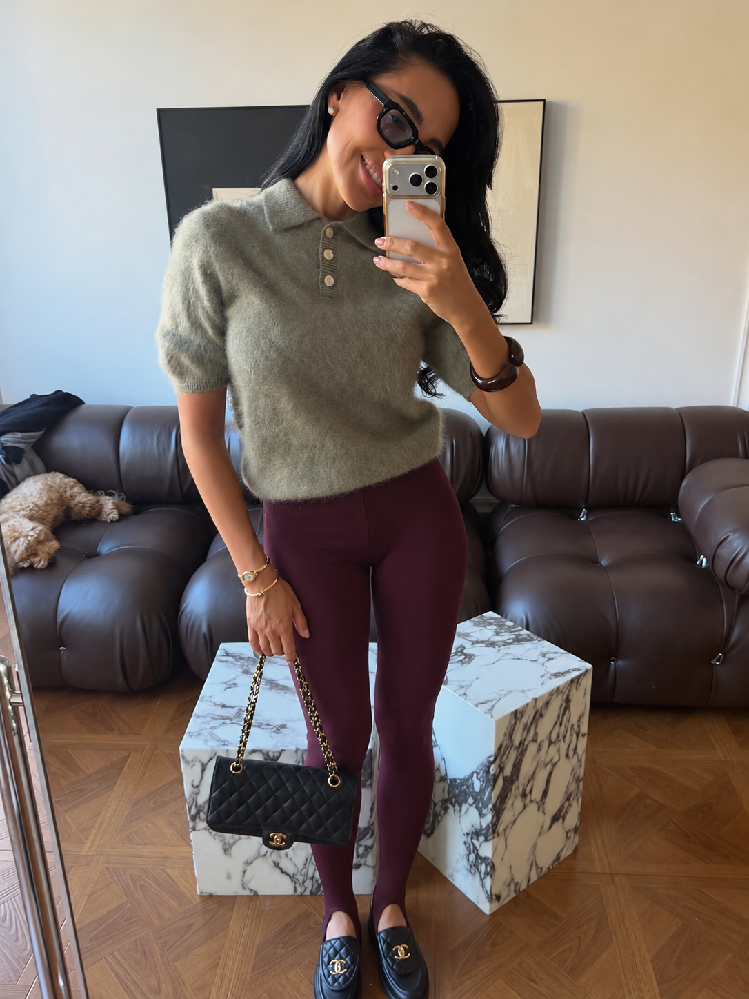 Stirrup Leggings od modala - bordo boja