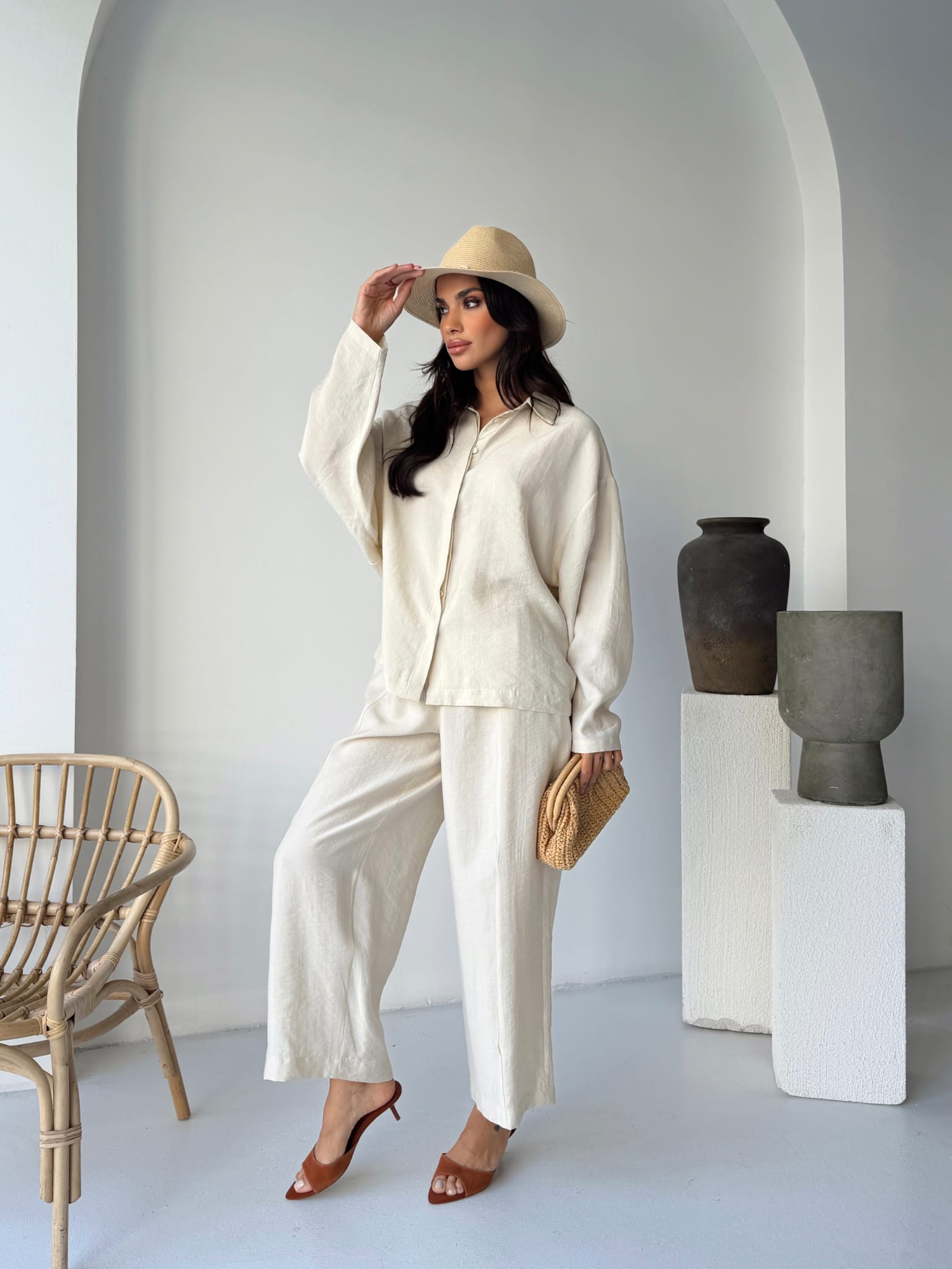 Tencel Utility Set / Košulja & Pantalone sa Prošivima - više boja