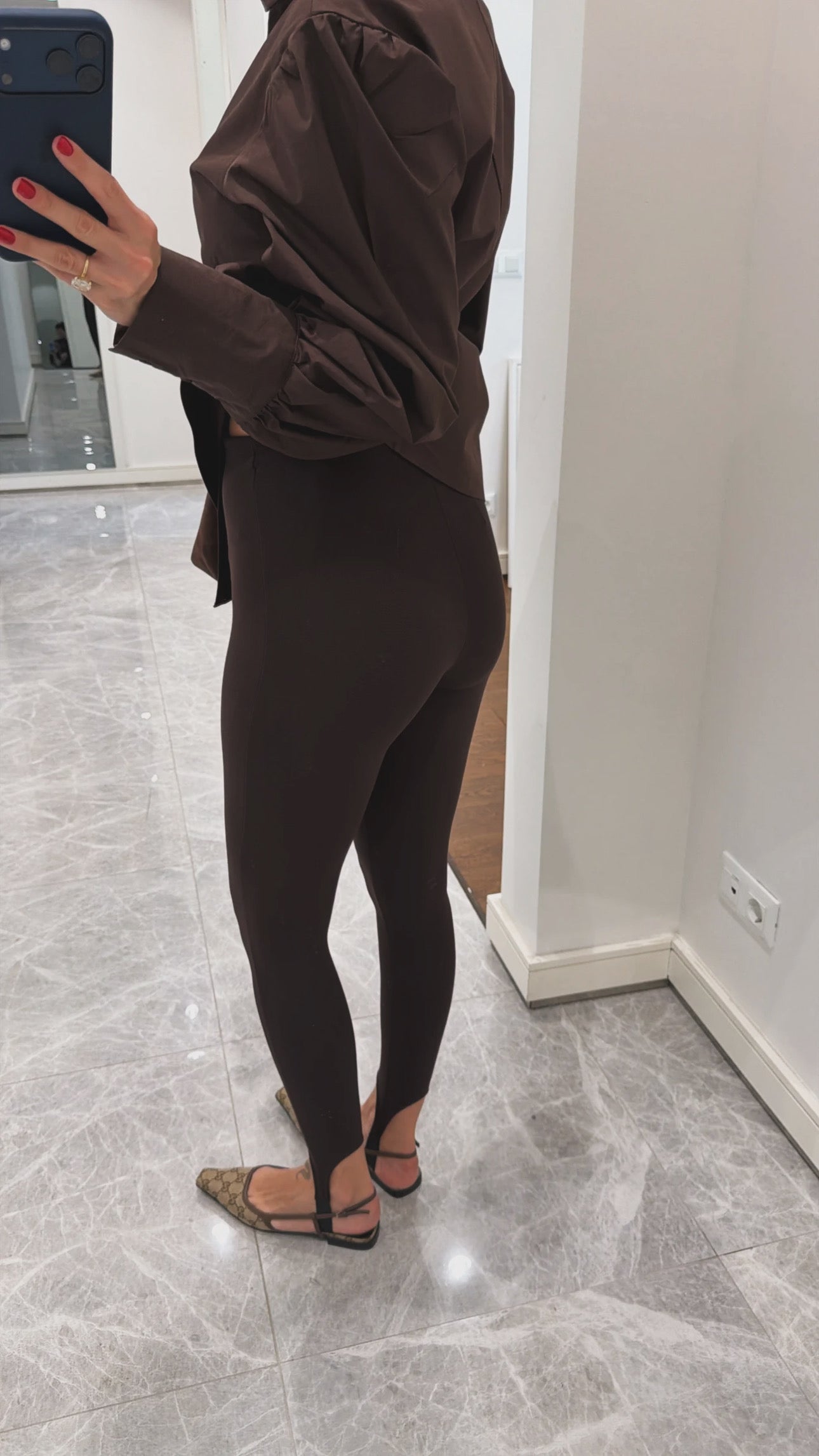 Stirrup Leggings od modala - braon boja