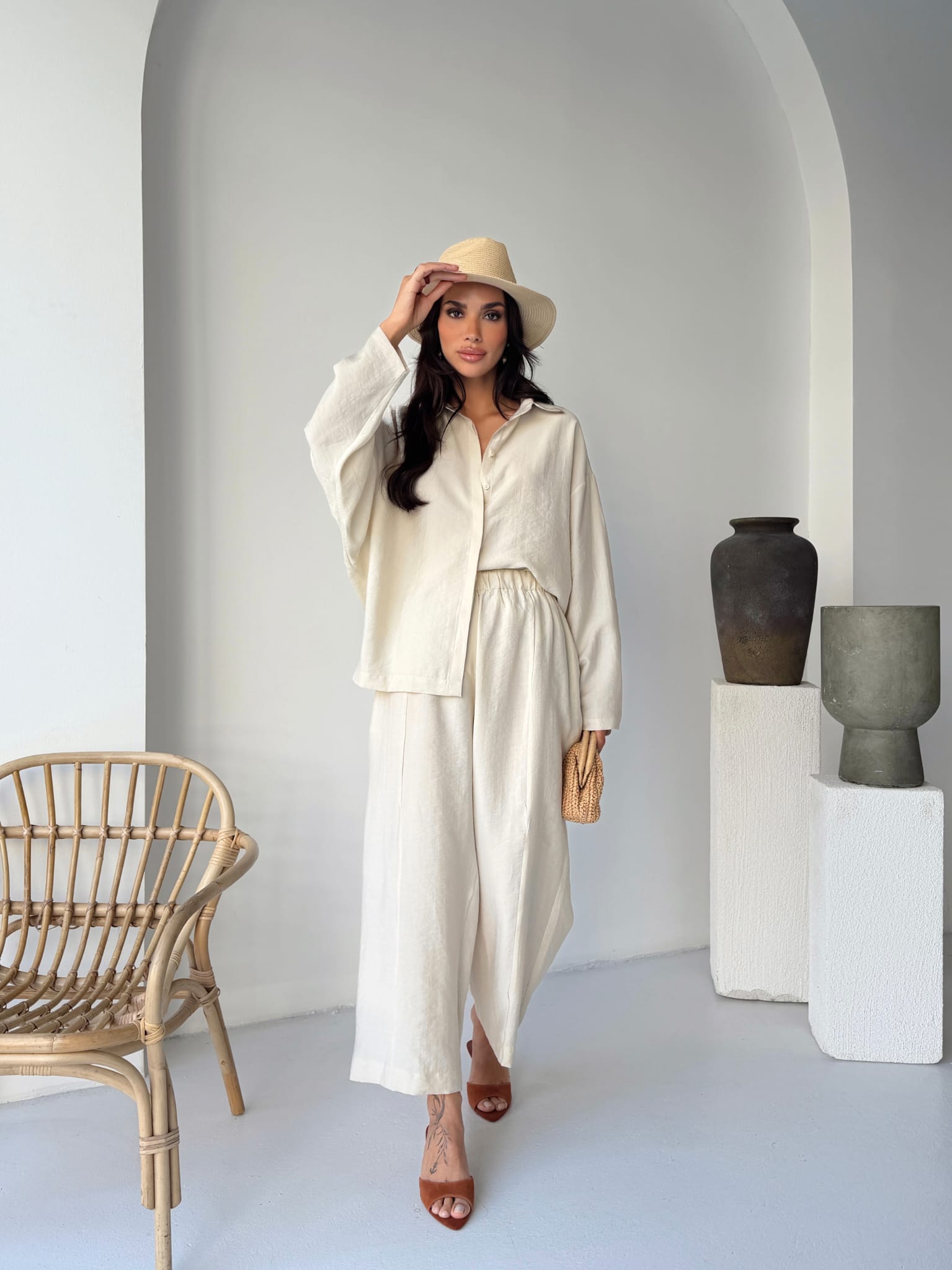 Tencel Utility Set / Košulja & Pantalone sa Prošivima - više boja