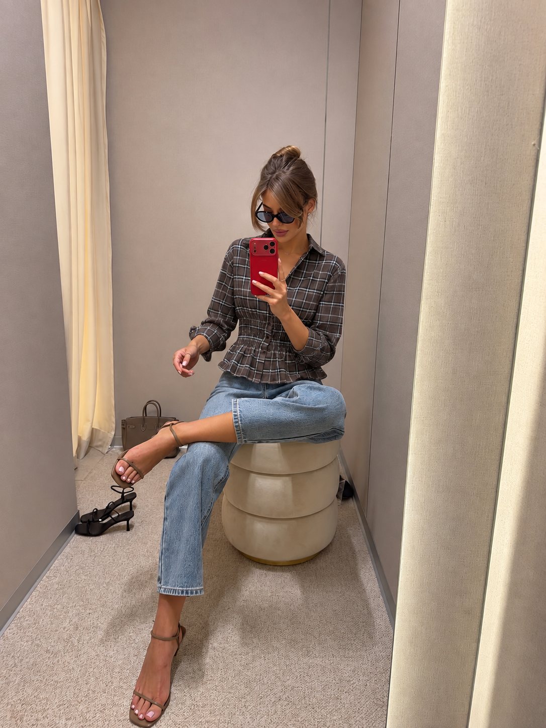 Cream & Brown Check Shirt