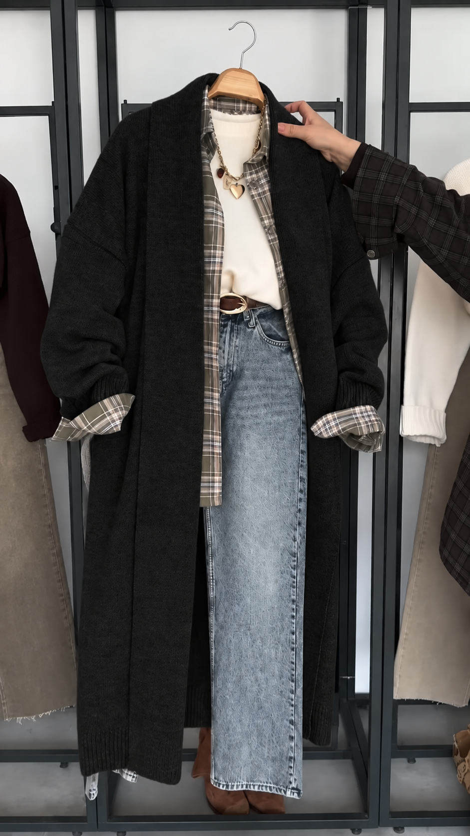 Black Long Knit Cardigan