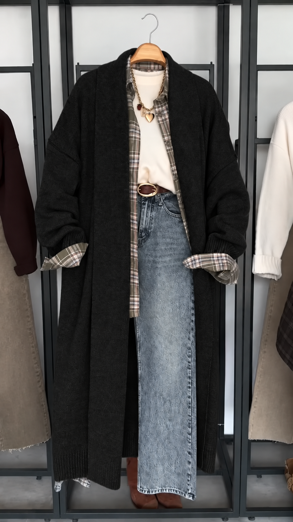Black Long Knit Cardigan