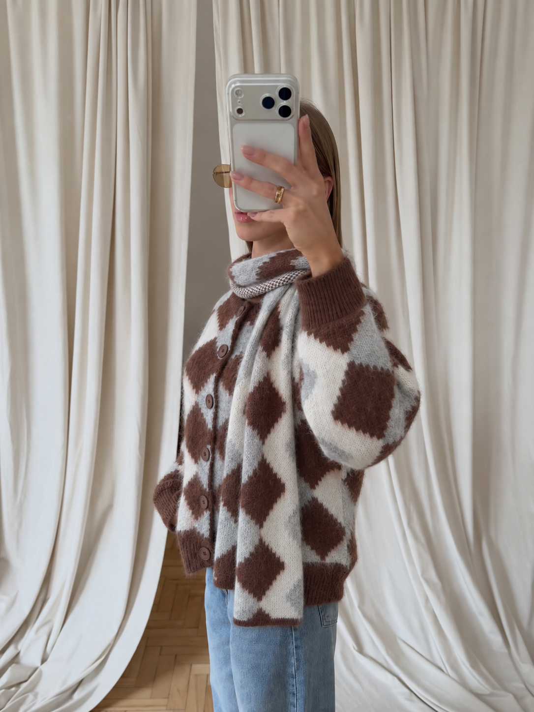 HERITAGE ARGYLE SCARF CARDIGAN SET