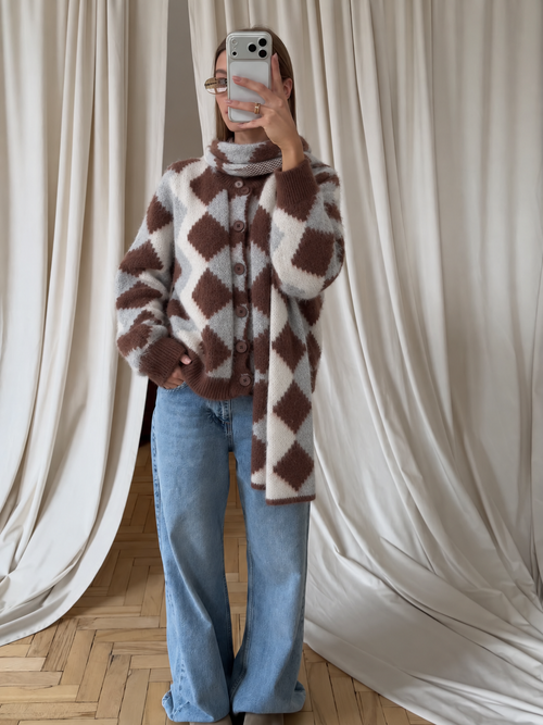 HERITAGE ARGYLE SCARF CARDIGAN SET