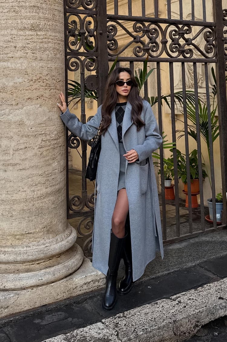 Luxe 100% Wool Coat Grey