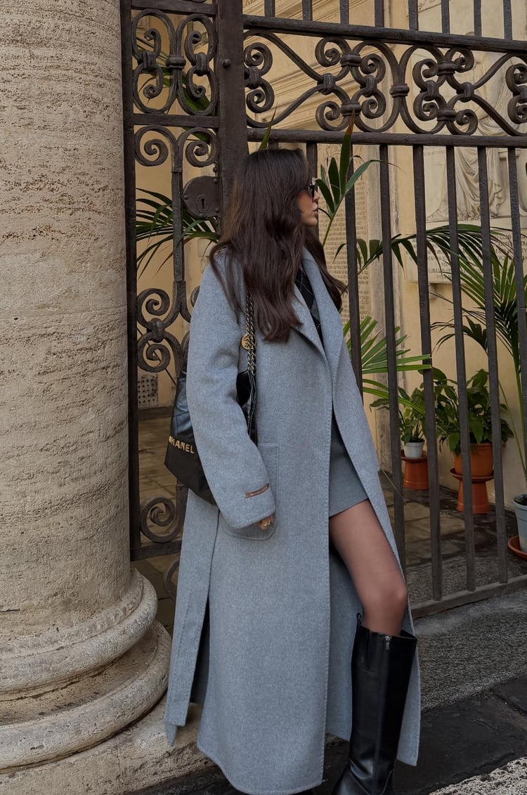 Luxe 100% Wool Coat Grey
