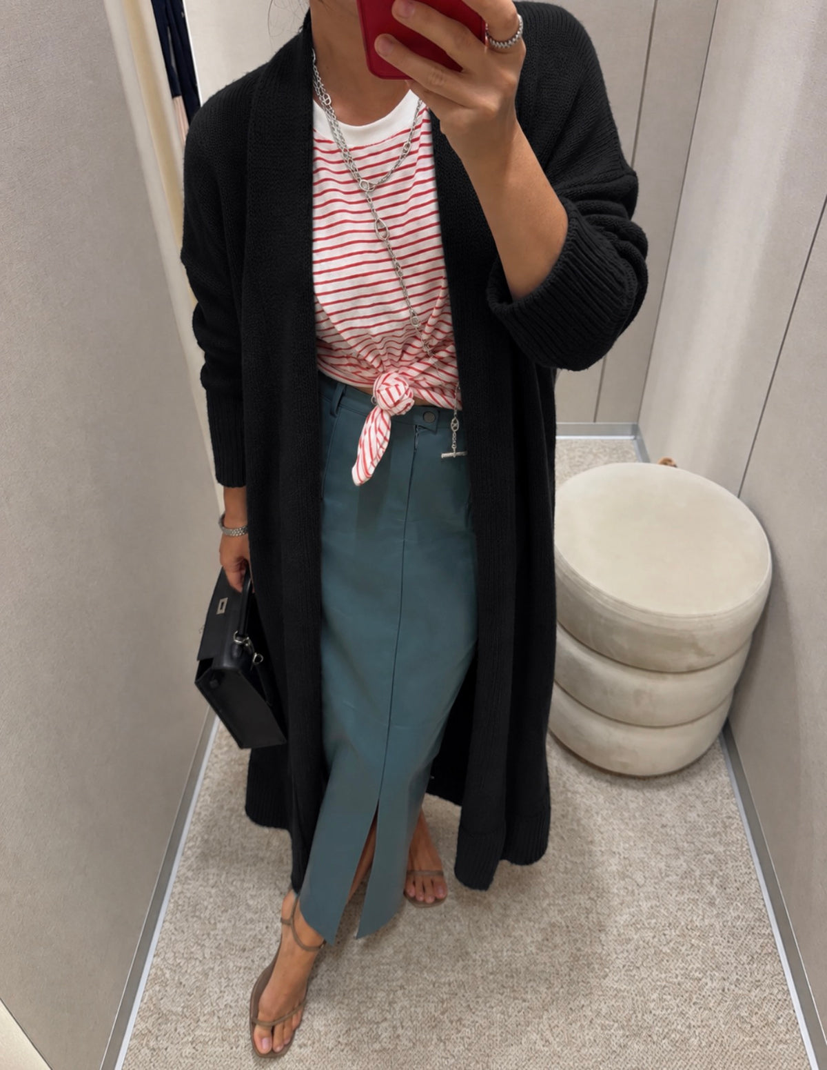 Black Long Knit Cardigan