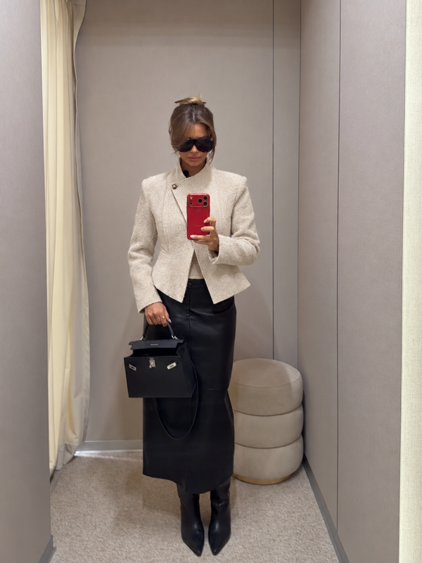 STRUCTURED TWEED BLAZER – BEIGE