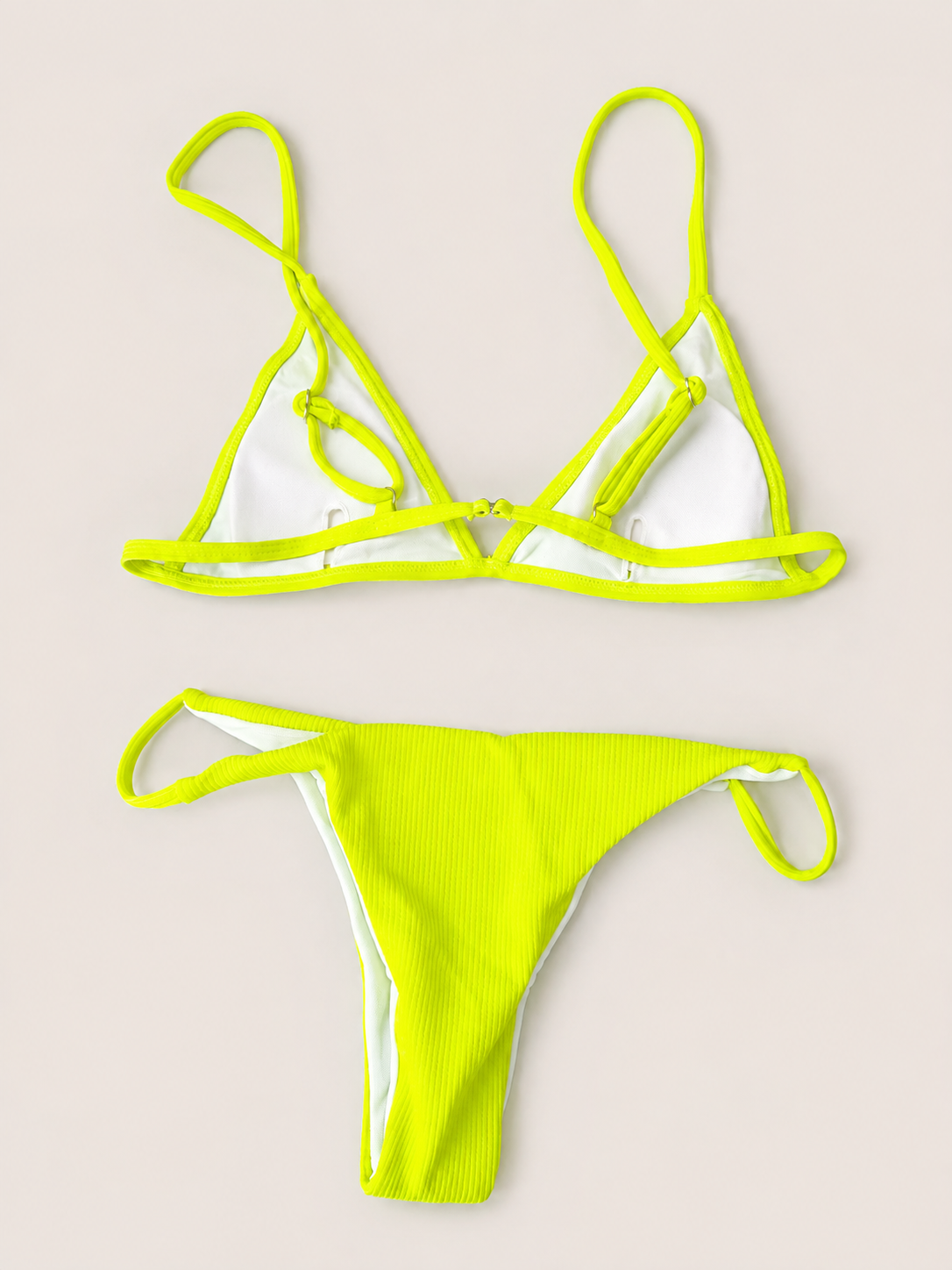 Lime Ribbed Triangle Bikini