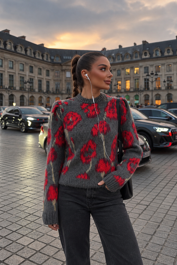 POPPY BLOOM KNIT – CHARCOAL