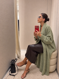 Olive Green Long Knit Cardigan