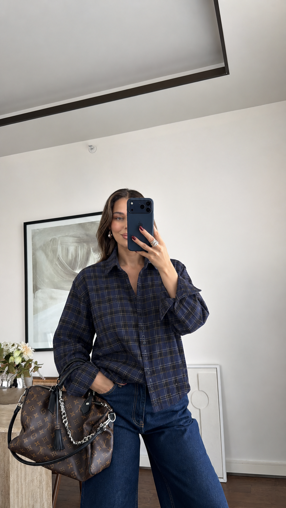 Heritage Check Shirt - navy blue