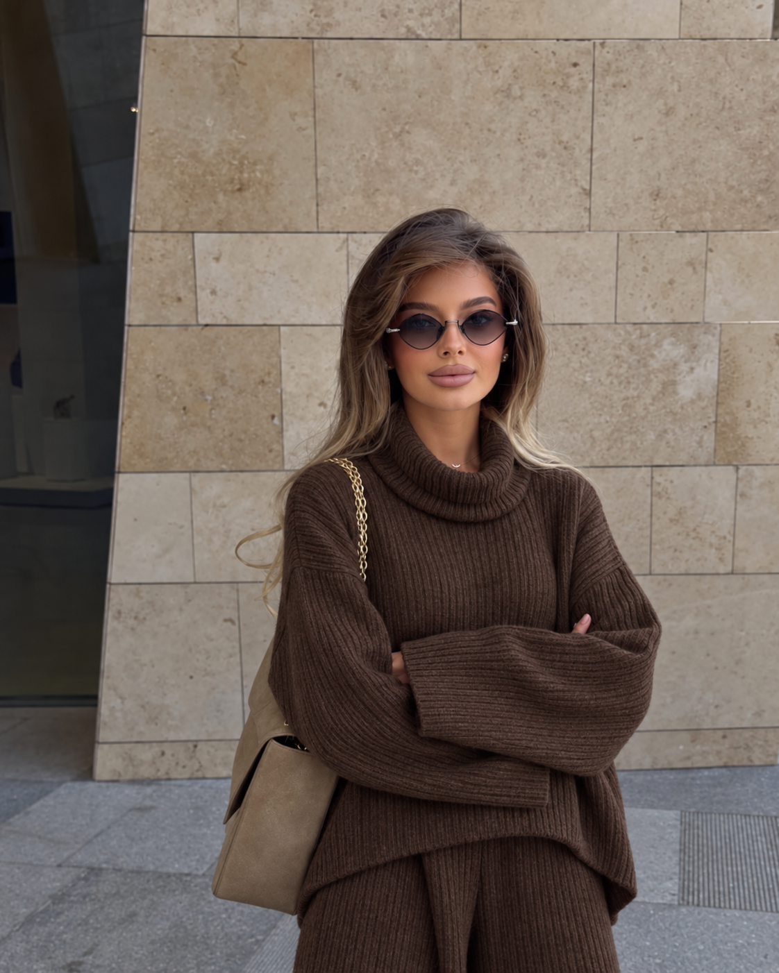 RIBBED KNIT LOUNGE SET - Grey