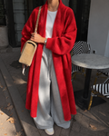 Red Long Knit Cardigan