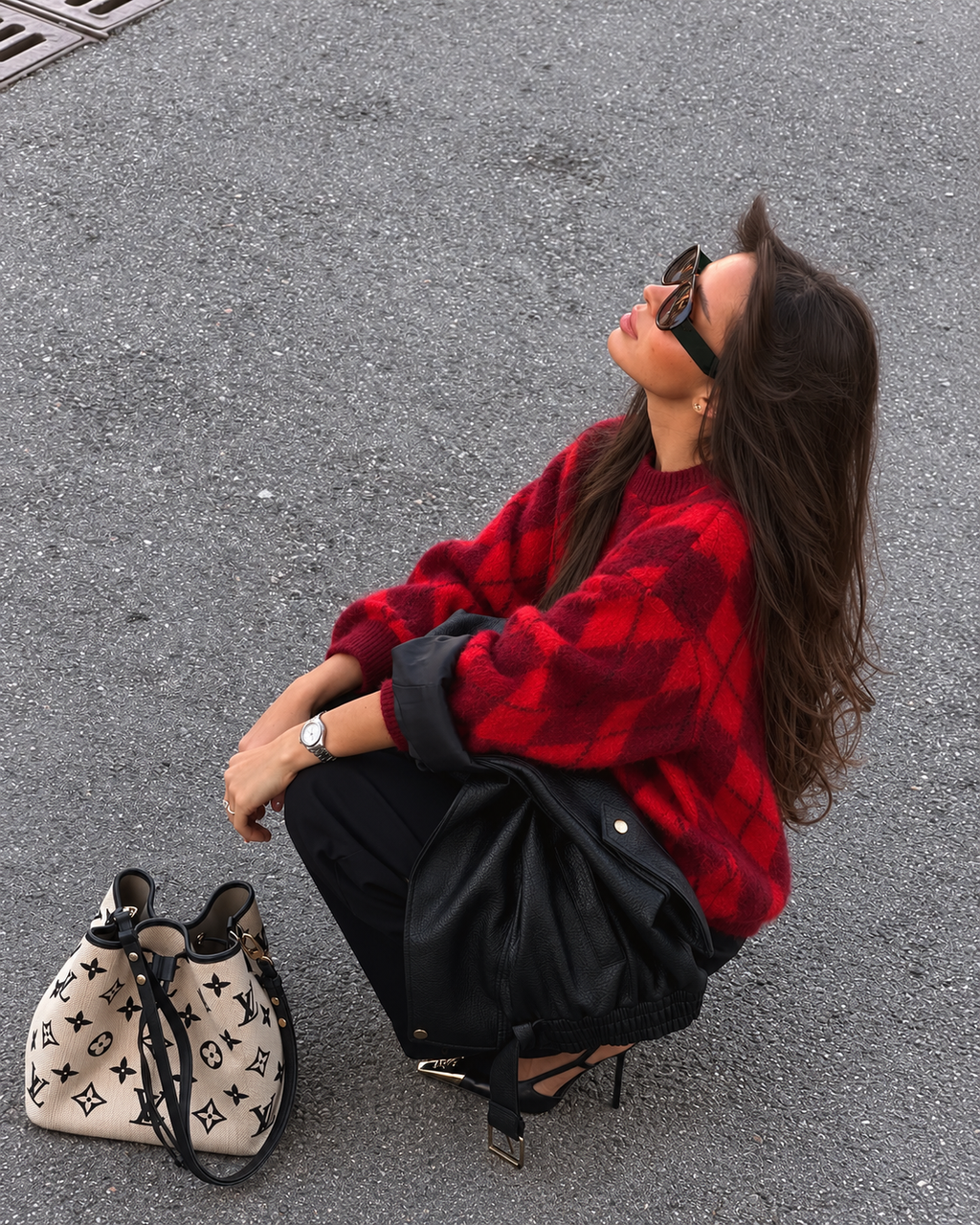 HERITAGE ARGYLE WOOL BLEND KNIT – RED