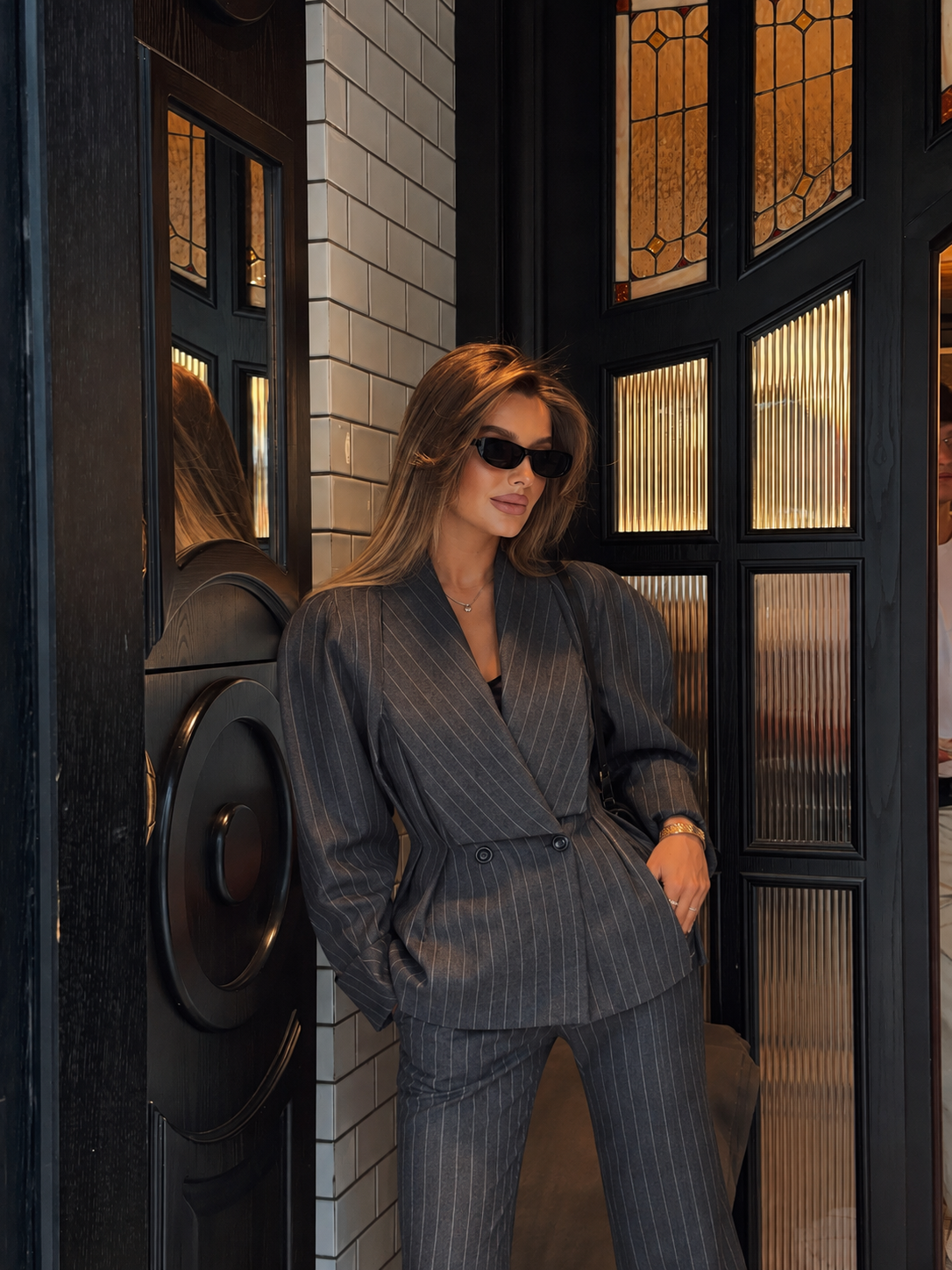Grey Pinstripe Sculpted Suit
