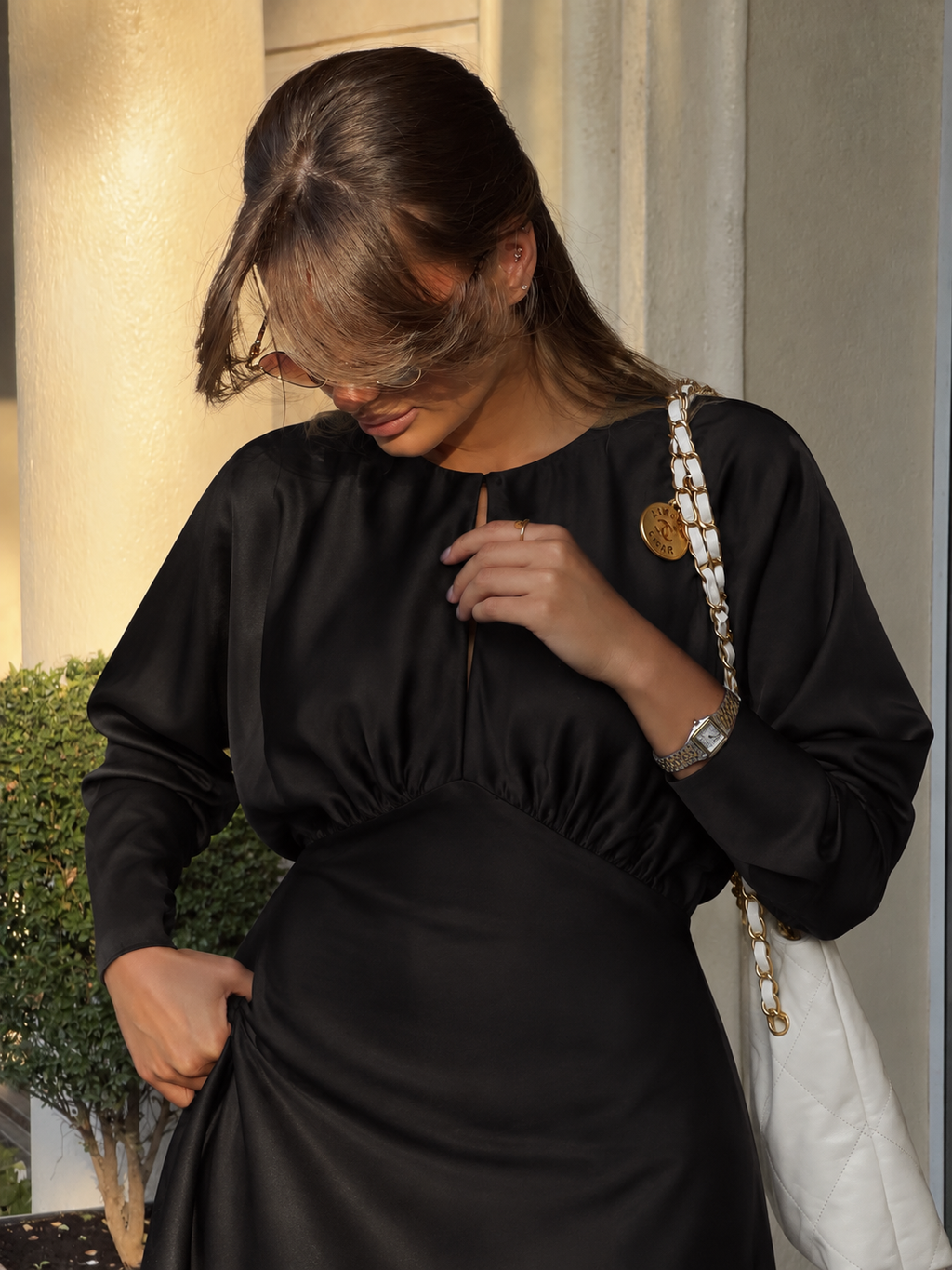 NOCTURNE SATIN MAXI DRESS – BLACK