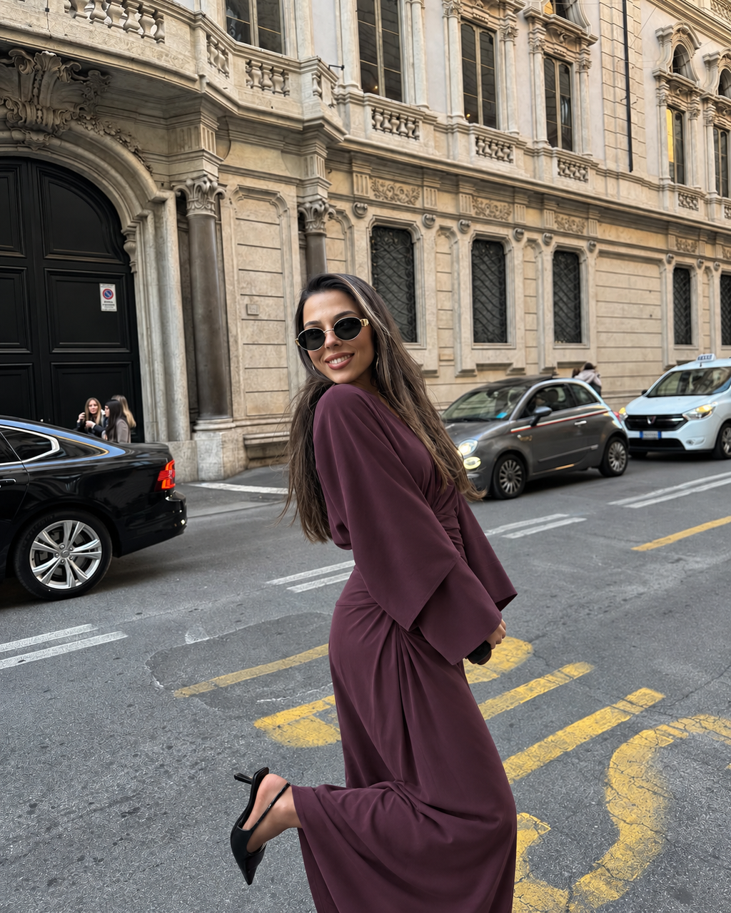 LOTUS DRAPED MAXI DRESS – PLUM