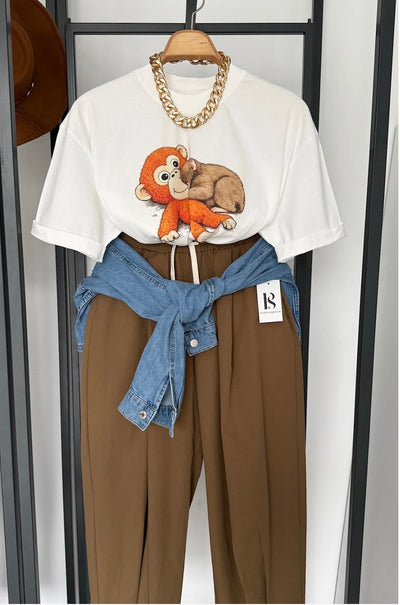 PUNCH PRINTED T-SHIRT – ECRU