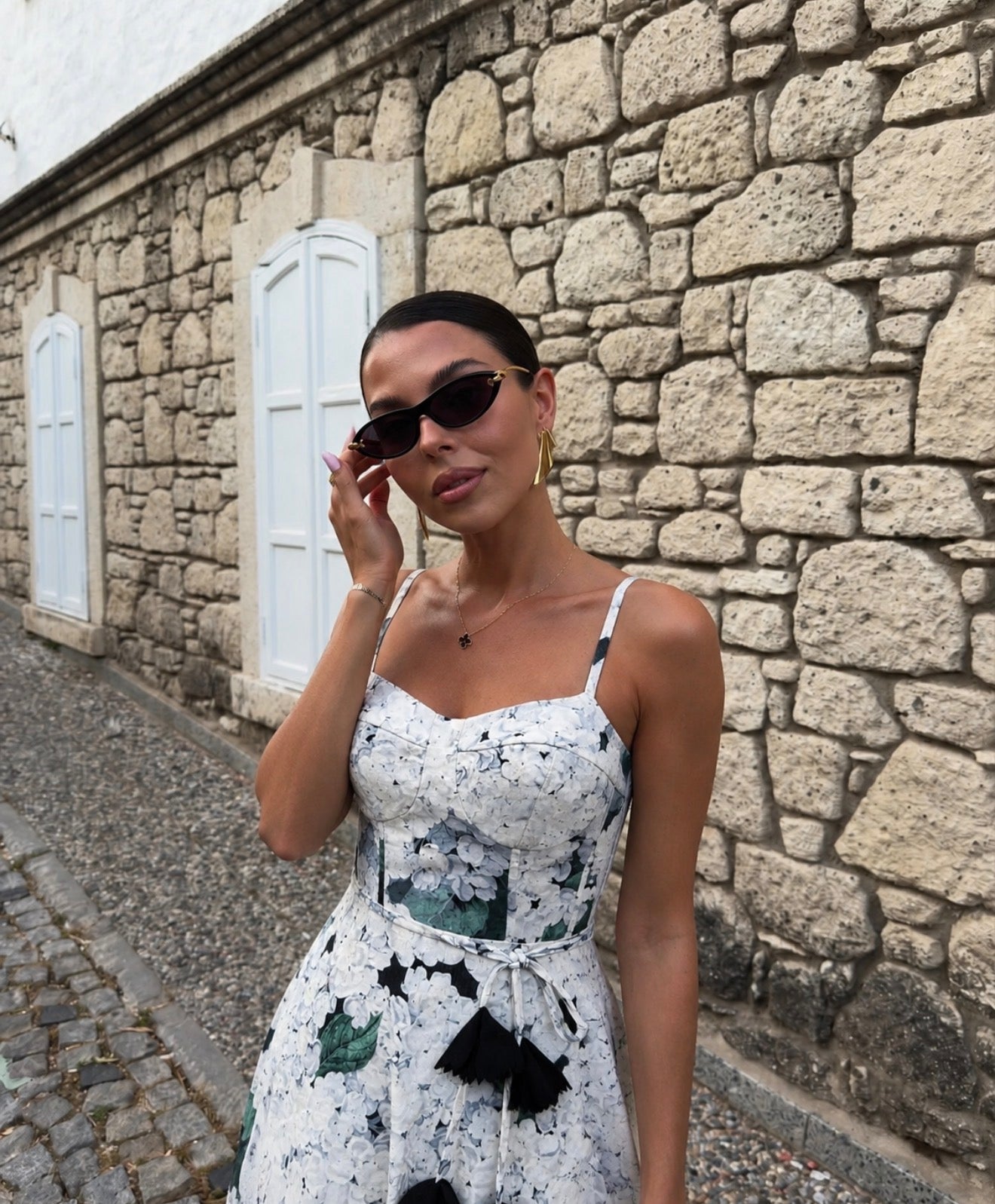 Floral Bustier Dress - Black & White