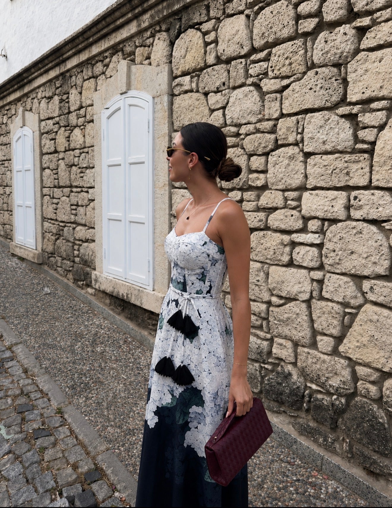 Floral Bustier Dress - Black & White