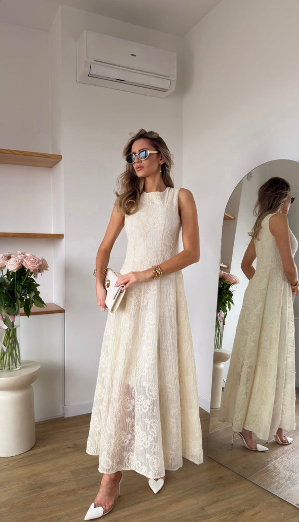 Ivory Jacquard Haljina