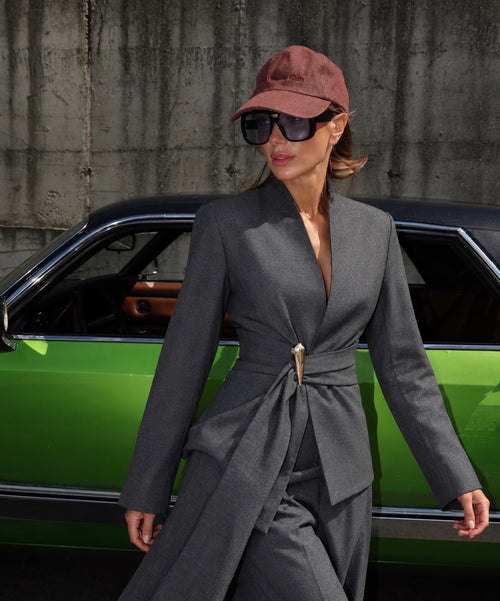 SCULPTED WRAP SUIT – GREY