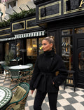 Sculpted High Collar Coat – Black